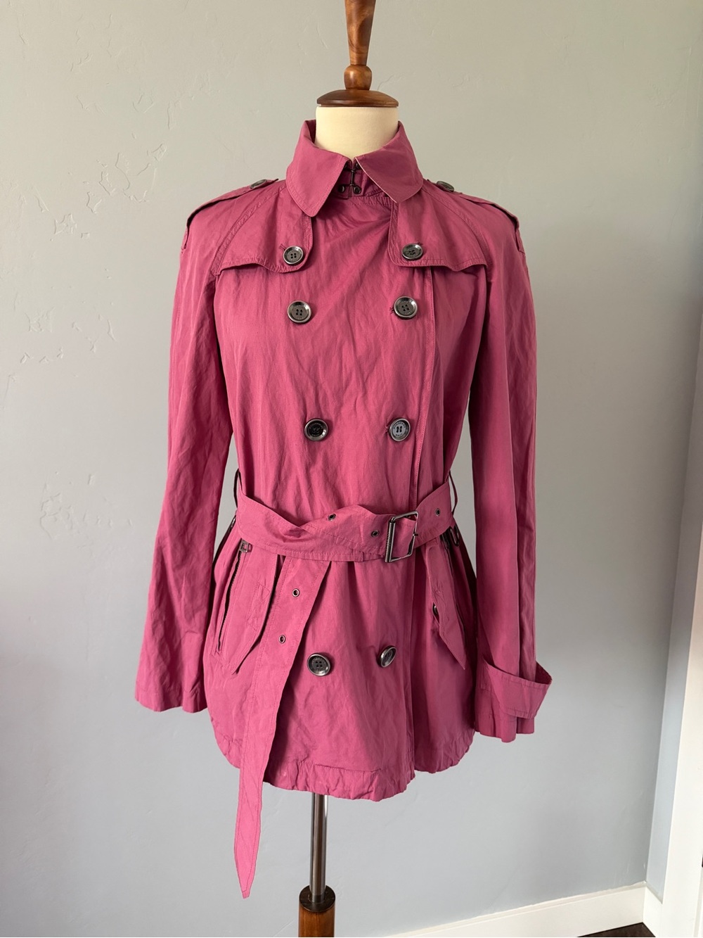Burberry Brit Double-Breasted Trench Coat Rose Pink - US Size 10